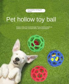 Dog toy hollow ball bite-resistant elastic rubber ball bell pet toy; Jingle Bell Toy Ball (colour: green, size: Hollow ball (with bell))