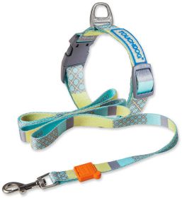 Touchdog 'Trendzy' 2-in-1 Matching Fashion Designer Printed Dog Leash and Collar (Color: Blue, size: large)