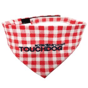 Touchdog 'Bad-to-the-Bone' Plaid Patterned Fashionable Velcro Bandana (Color: Red, size: large)